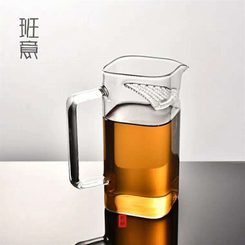 速发高硼硅玻璃茶具茶壶茶杯功夫花方绿茶形月牙过滤茶杯公杯