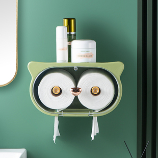 速发洗脸巾收纳盒壁挂式收打孔洁面巾抽纸架纳免子卫生间面巾纸置