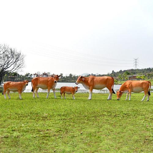 速发大型玻璃钢黄牛摆塑户外公草林景观农牧场园坪装饰动物品雕件