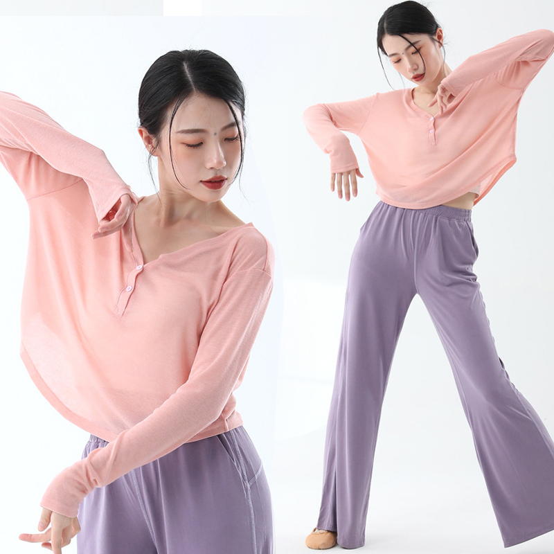 速发飘逸古典舞服装长袖中国舞练韵服功生舞身学宽松舞蹈服