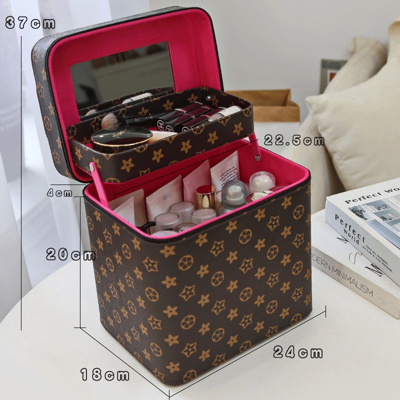 速发韩版大容量新款高档便携化妆箱大小号学生网红化妆品收纳盒