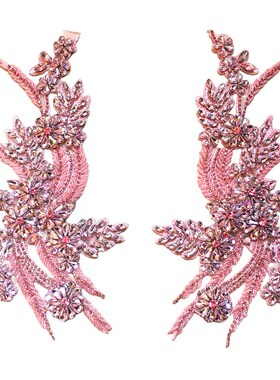 速发4槟HP黑红蓝紫香0粉AB彩重玻璃钻色工钉珠大花片手缝钻对称花