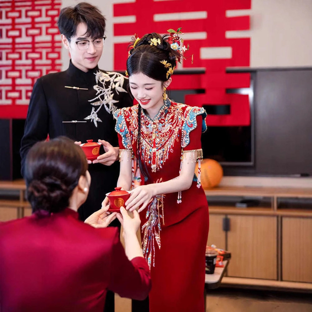 新中式新娘结婚旗袍秀禾服夏季回门连衣裙订婚礼服小个子高级出阁图片