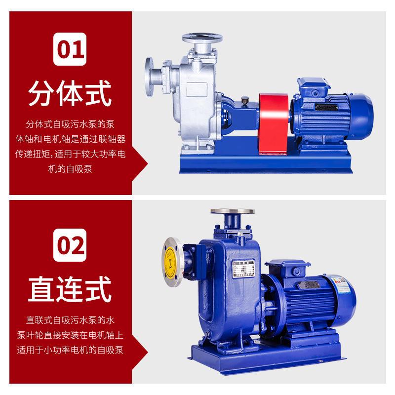 ZW无堵塞自吸式排污泵不锈钢防爆两件式直连自吸污水泵ZX清水增压