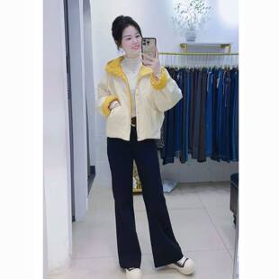 2025新款巨好看的轻薄短款白色洋气夹棉ins棉服外套女款冬季棉袄