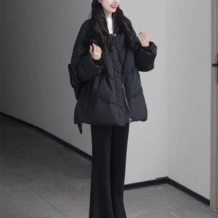 黑色高级感韩系羽绒服女款冬季2025新款小个子保暖面包服棉袄外套