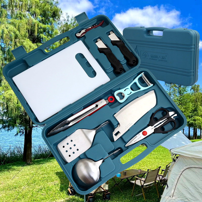 不锈钢厨房组合刀具套装户外野营野炊烹饪工具烧烤菜板剪刀铲勺夹,户外/登山/野营/旅行用品,多功能组合工具,淘宝优惠券,粉丝福利购,淘宝优惠卷