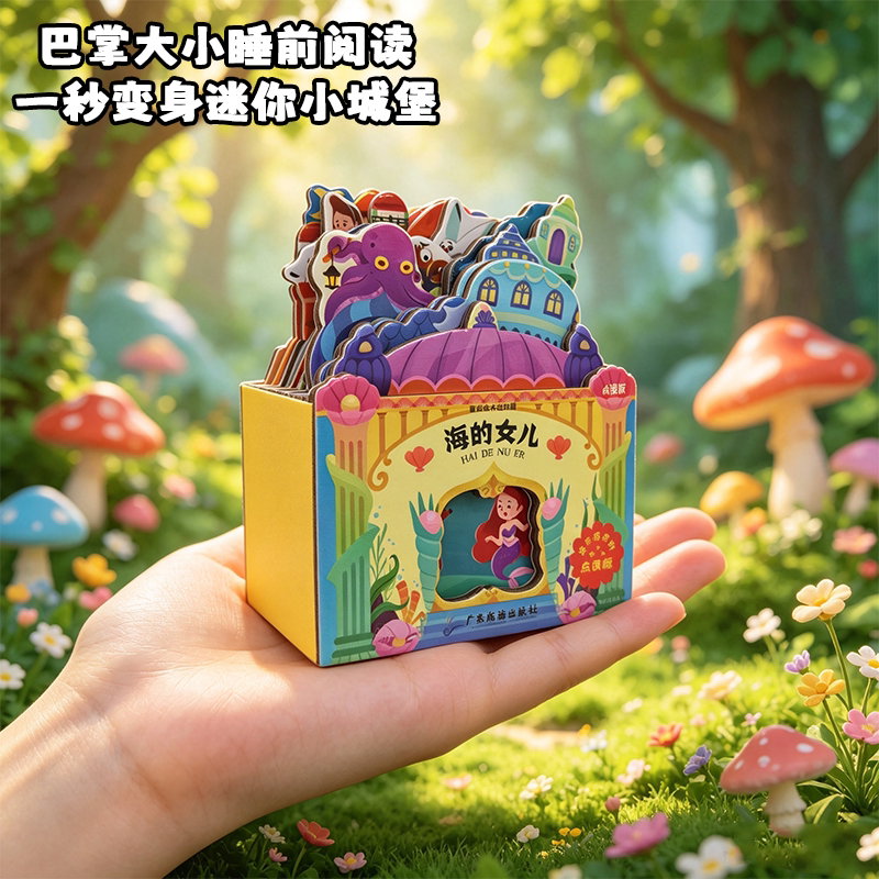 迷你屋系列绘本支持点读儿童立体书童话故事房屋造型加厚白卡层叠异形书页卡通插画圆角设计三只小猪白雪公主小红帽海的女儿立体书