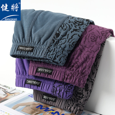 健将男士平角内裤100%宽松纯棉