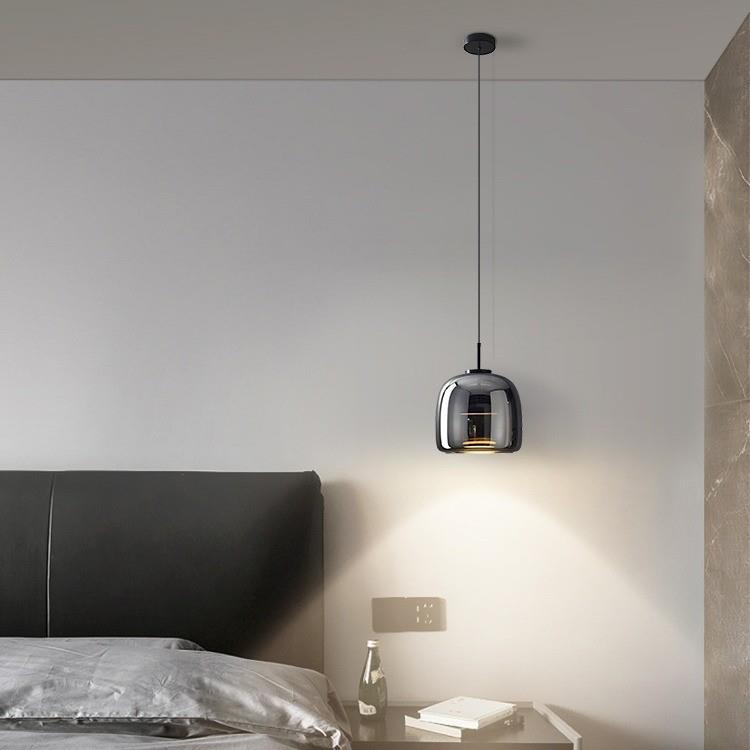 卧室床头吊灯简约现代创意长线小吊灯北欧玻璃意式极简设计师吊灯