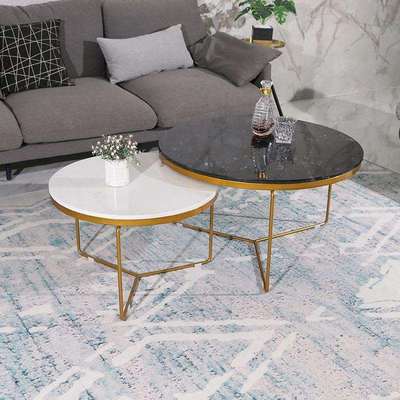 现代简约大理石茶几小户型客厅会客圆形茶几办公室接待洽谈茶几