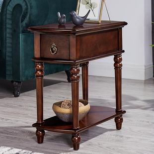 柜边床头柜侧边茶几型几床超几角实木桌几床几沙发复古窄床头柜小