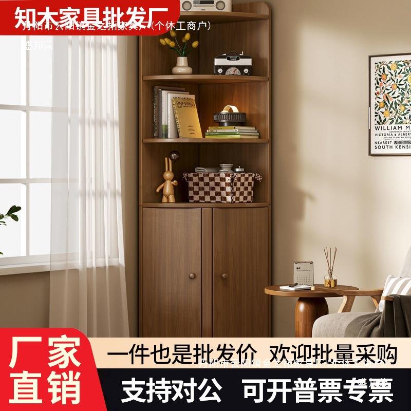 中式转角柜墙角三角形置物架客厅柜子储物卧室角落拐角收纳边柜无