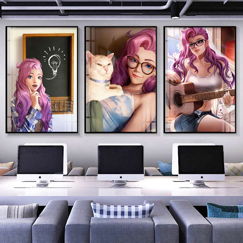 LOL英雄联盟装饰画游戏萨勒芬妮放假卧室装饰画版画挂画壁画
