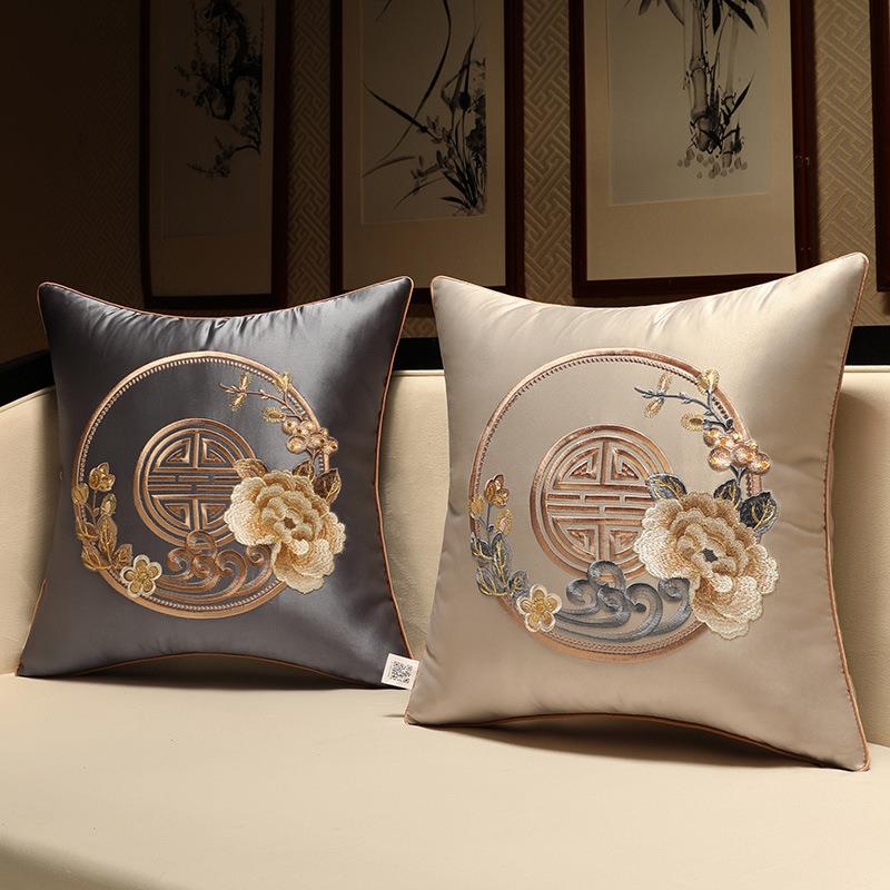 中式刺绣抱枕靠垫客厅沙发办公室大号护腰靠中国风靠枕含芯