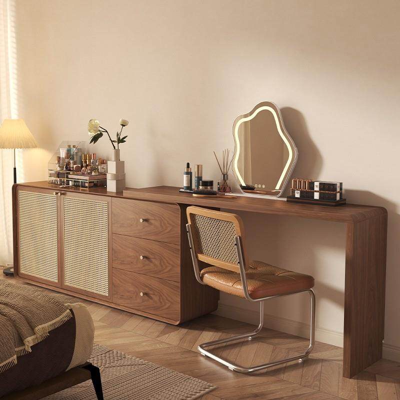化妆镜桌风电脑书桌一体小户型意式高级感卧室现代简约梳妆台
