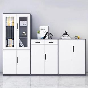 钢制窄边文件柜办公财务资料柜凭证柜拆装加厚档案柜铁皮柜矮柜