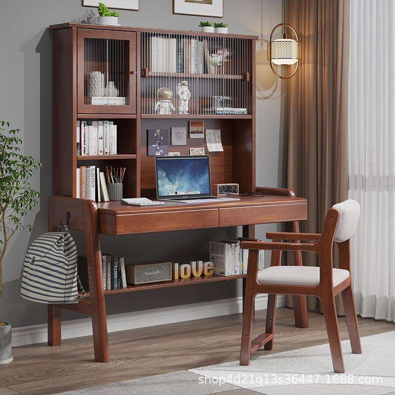 实木书桌书架一体家用可升降中小学生电脑桌简约卧室儿童学习桌椅