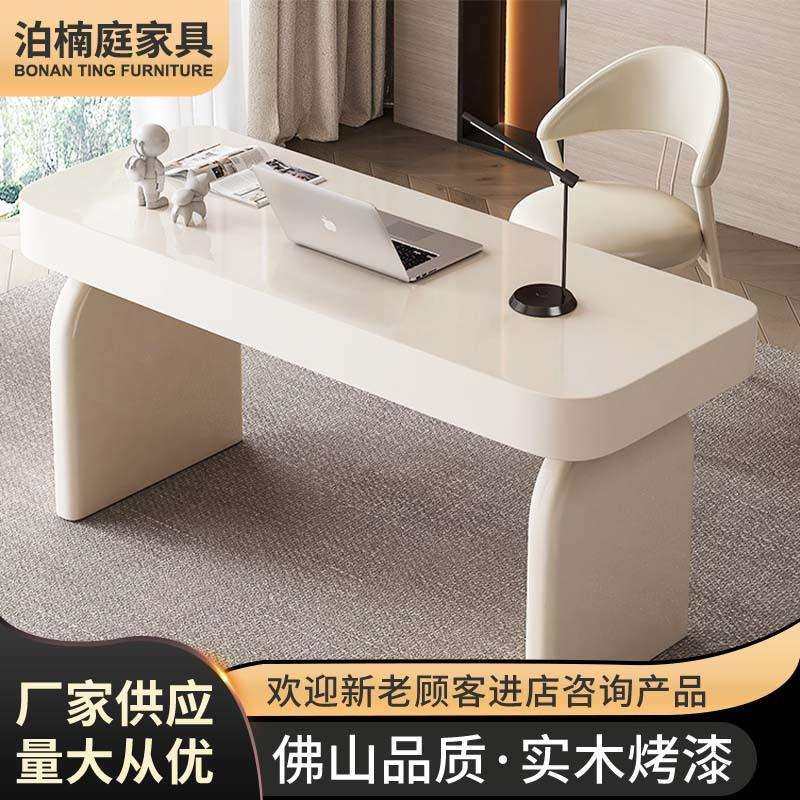 意式轻奢书桌现代简约高级感岩板办公桌家用卧室书房写字台电脑桌