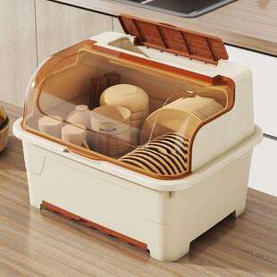 厨房碗柜碗筷勺收纳盒家用带盖餐具碗盘放碗置物架沥水碗架大容量