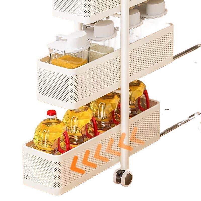 厨房夹缝置物架冰箱侧面可抽拉柜卫生间小推车极窄缝隙落地收纳柜