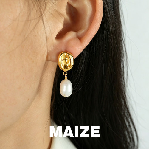 MAIZE【鎏珠】天然珍珠耳钉女轻奢高级法式复古耳环小众ins风耳饰