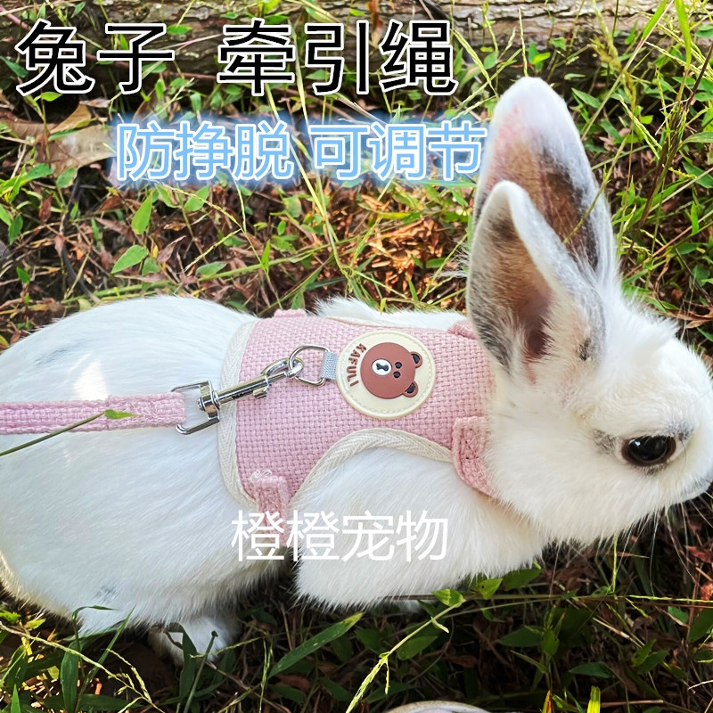 极速兔子牵引绳背心式田园风兔用溜兔绳豚鼠遛兔绳外出可爱风卡特