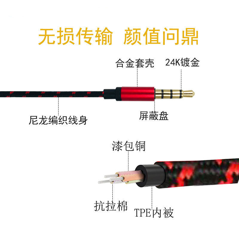 极速3.5mm4芯全民K歌麦克风录音线 唱吧话筒音频线手机声卡直播录