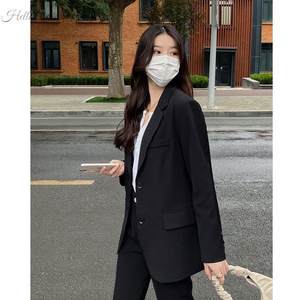 新品。公考面试女装西装套装春长袖黑西服外套休闲正装大学生职业