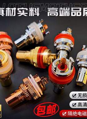 高短款RCA莲花母座音频插头功放音响黄铜镀金AV插座母头信号CMCC