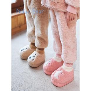 尼多熊2023冬季儿童棉鞋束口包跟宝宝棉拖鞋防滑保暖不掉跟家居鞋