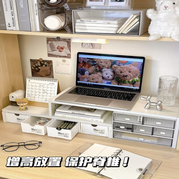 厂促双层桌面置物架电脑架宿舍公桌书桌改造好物学生工位收纳盒