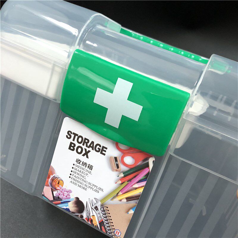 速发包邮便携药箱塑料收纳盒家用急救医药箱透明PP塑料小号储药箱