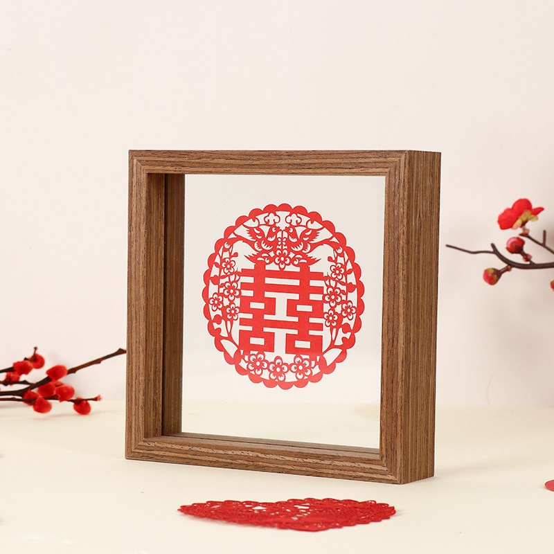 速发双面透明玻璃喜字夹标相框摆台画本框片框剪纸装裱框作品展示