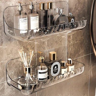 速发奢生挂亚克力置物架轻卫免打孔壁间式浴室挂架洗漱台墙上化妆