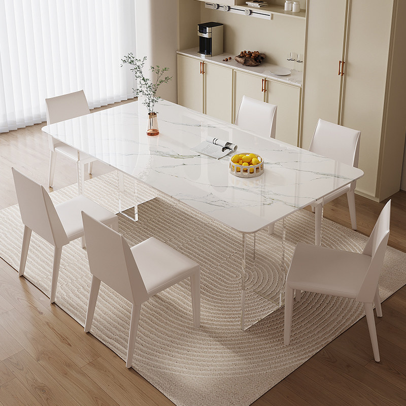 速发简板餐桌岩约轻奢用亚克力透明长吃形悬浮大理石方饭桌椅组合,住宅家具,岩板餐桌,淘宝优惠券,粉丝福利购,淘宝优惠卷