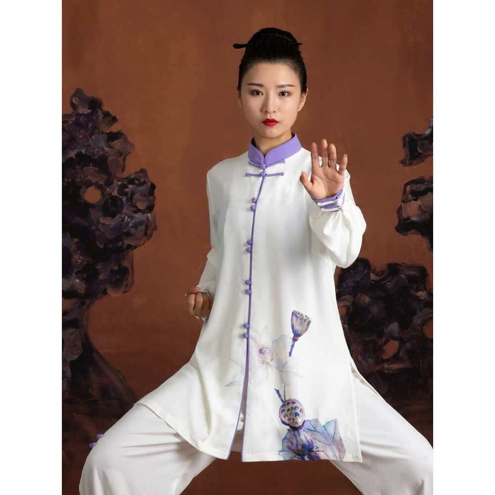 高端太极服女装2023新款飘逸印花太极拳练功服夏春秋季服装中长款