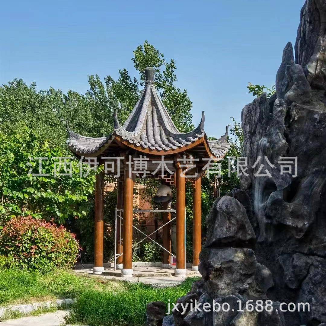 包邮户外六角凉亭防腐木八角古建中式木亭亭子景区亭廊公园农村
