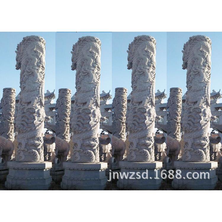 云南景区天然石头龙柱图片大全四川广场砂岩石材龙柱雕刻