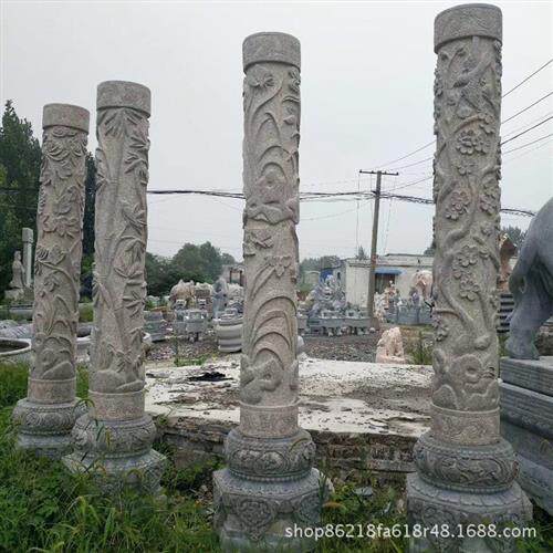 汉白玉盘龙柱定制大理石石雕华表汉白玉文化柱广场手工雕刻雕塑