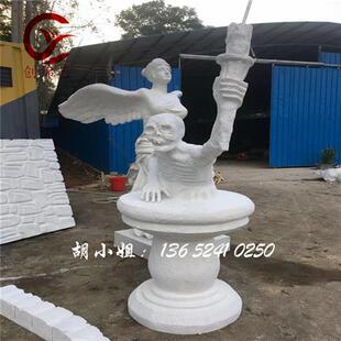 现货出售玻璃钢鬼手模型雕塑游乐场鬼屋设计恐怖石棺石门雕塑摆件