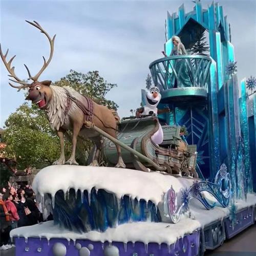 大型日夜梦幻主题巡游花车雕塑制作玻璃钢巡游花车厂家制作热卖