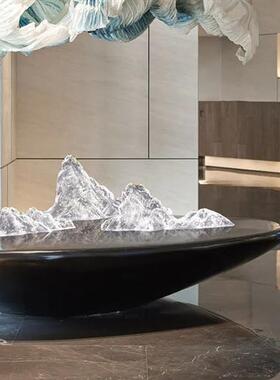 现代创意透明树脂假山雕塑摆件酒店售楼处样板间别墅软装饰工艺品