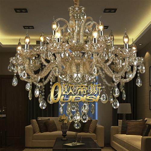 欧式蜡烛水晶吊灯美式创意卧室餐厅灯具现代简约大气家用灯具