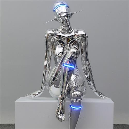机械姬空山基大型摆件潮流电镀雕塑酒吧科技赛朋克风落地装饰