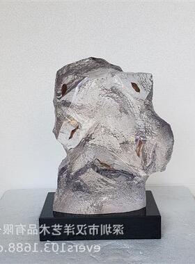 新款透明树脂仿山石雕塑摆件酒店别墅样板房软装饰品工艺品摆件