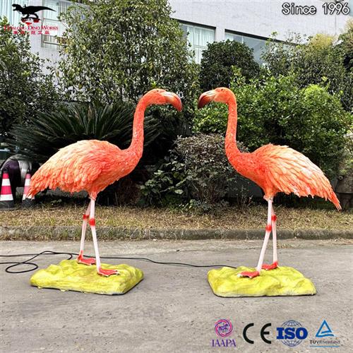 造型神态逼真仿真粘毛火烈鸟脖子动大型商场游乐场引流互动商品