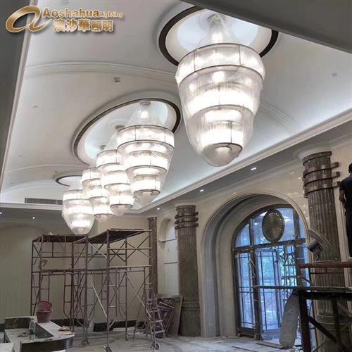 大型酒店水晶吊灯售楼部沙盘会所别墅大堂厅异形工程大吊灯