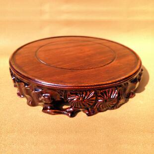 加厚整木根雕底座 菠萝格实木圆底座 陶瓷花瓶 鱼缸 奇石头可挖槽