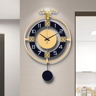 北欧轻奢钟表客厅个性创意家用时尚时钟现代简约大气挂墙鹿头挂钟